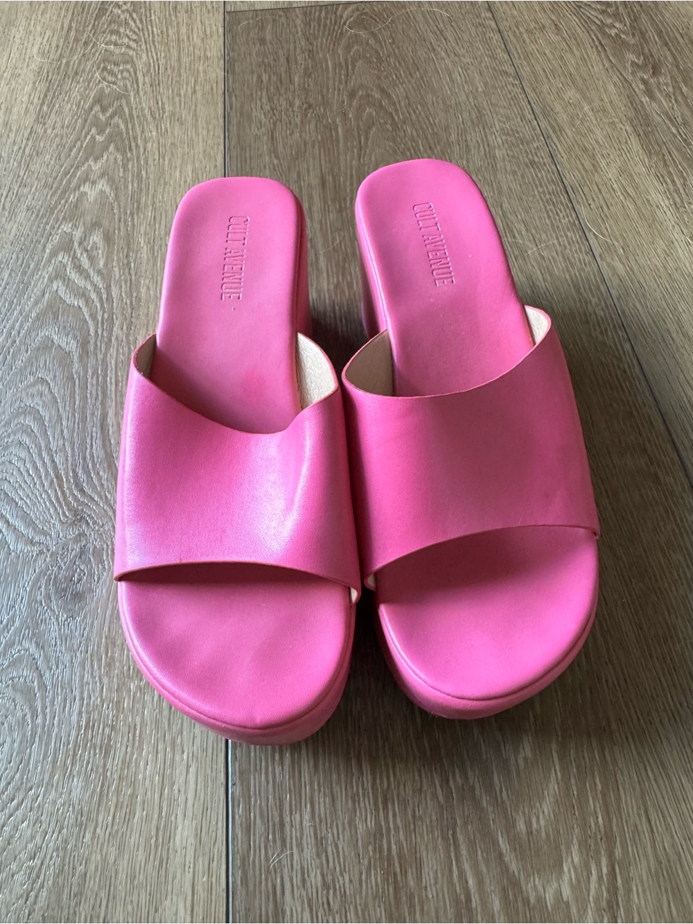 Cult Avenue Pink Platform Slide Sandals